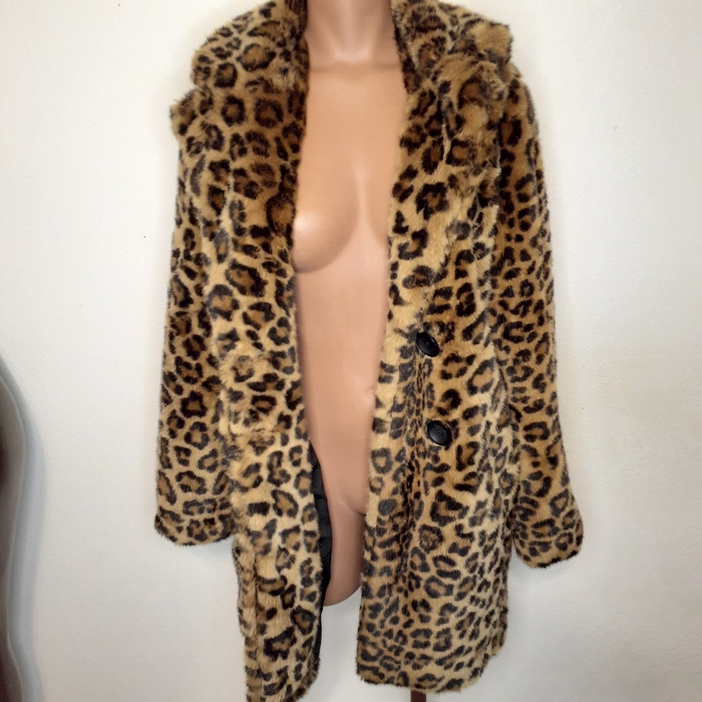Zara Faux Fur Cheetah Print Oversized Coat - Picture 3 of 6